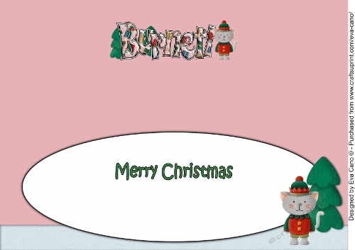 Christmas Cat Elf BURNETT large dl insert
