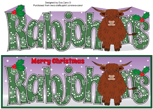 Christmas Highland Cow RABJOHNS large dl