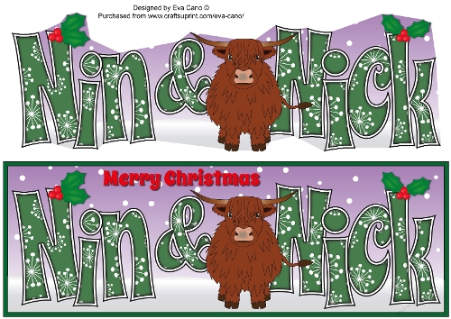 Christmas Highland Cow NIN & NICK large dl