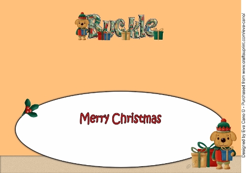Christmas Dog Elf with presents BUCKLE large dl insert