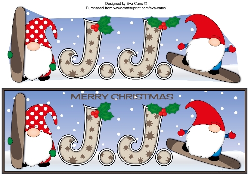Christmas Gnomes snowboarding J.J. large dl