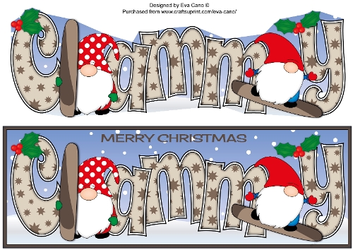 Christmas Gnomes snowboarding CAMMY large dl
