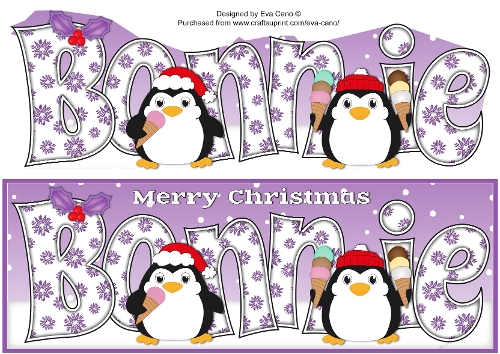 Christmas Fat Penguins Eating Ice Cream BONNIE large dl