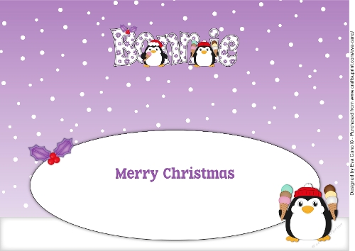 Christmas Fat Penguins Eating Ice Cream BONNIE large dl insert