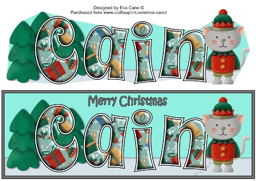 Christmas Cat Elf CAIN large dl