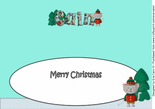 Christmas Cat Elf CAIN large dl insert