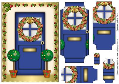 Christmas Door with Wreath 2
