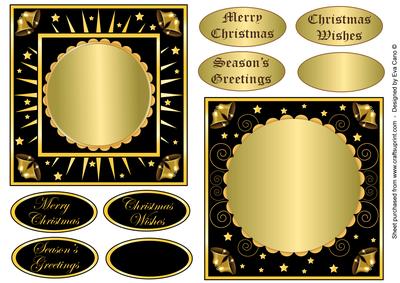 Christmas Blank Toppers in Black and Gold