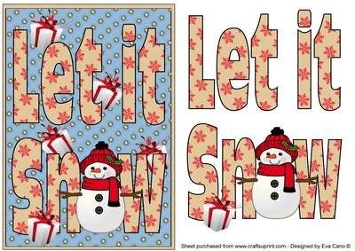 Let It Snow Card Front with Decoupage