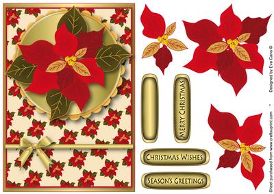 Poinsettia Card Front Decoupage (cream)
