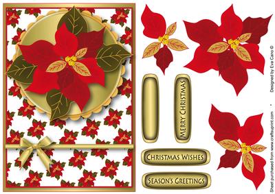 Poinsettia Card Front Decoupage (white)