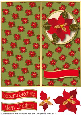 Poinsettia Dl Cut and Fold (olive)