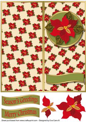Poinsettia Dl Cut and Fold (cream)