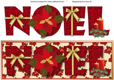 Noel with Poinsettias Large Dl Card (cream)