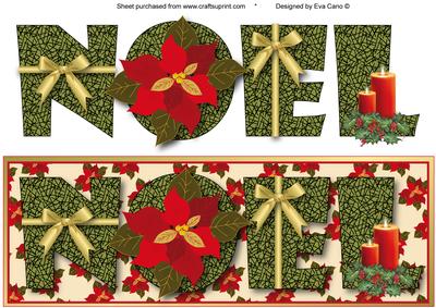 Noel with Poinsettias Large Dl Card (cream 2)