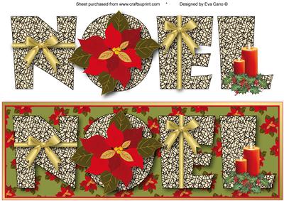 Noel with Poinsettias Large Dl Card (olive 2)