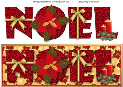 Noel with Poinsettias Large Dl Card (polka Dots)