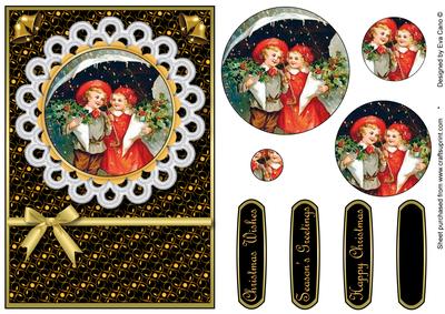 Vintage Christmas Kids Pyramid (black)