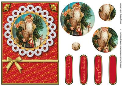 Green Vintage Santa with Lace Pyramid (red)