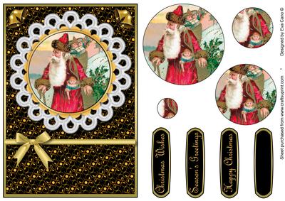Red Vintage Santa with Lace Pyramid (black)