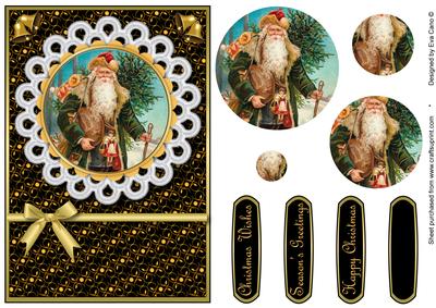 Green Vintage Santa with Lace Pyramid (black)