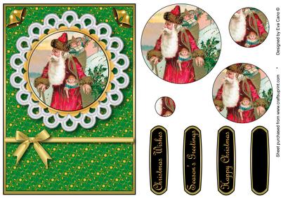 Red Vintage Santa with Lace Pyramid (green)