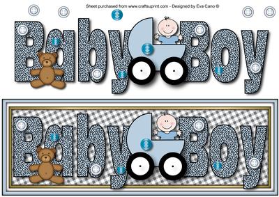 Baby Boy with Pram Large Dl