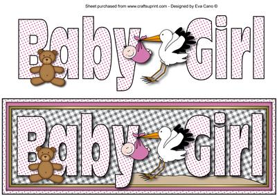 Baby Girl with Stork Large Dl
