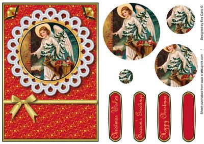 Christmas Angel Pyramid with Lace (red)