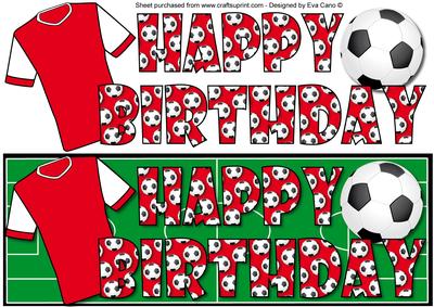 Football Fan Birthday (red & White) Large Dl
