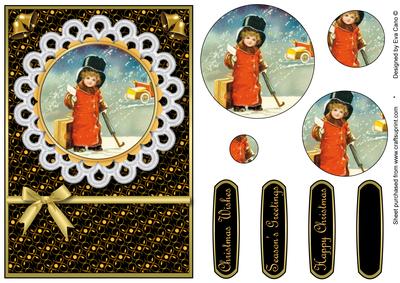 Vintage Boy Winter Scene Pyramid (black)