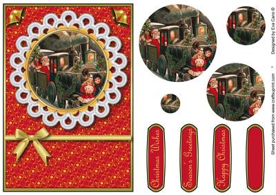 Vintage Santa on Train Pyramid (red)