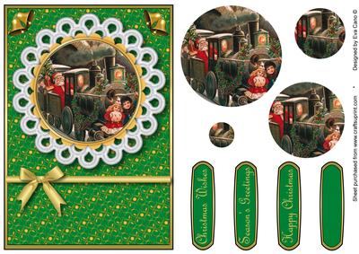 Vintage Santa on Train Pyramid (green)