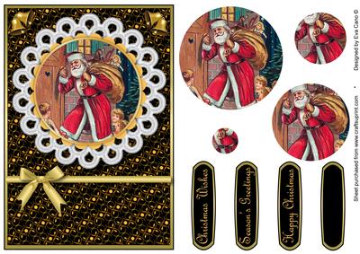 Vintage Santa by Door Pyramid (black)