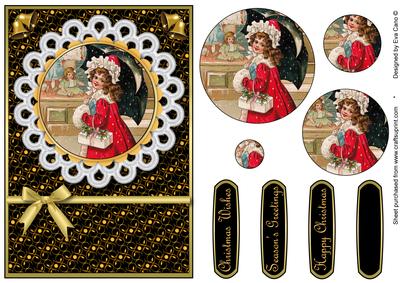 Vintage Girl with Umbrella Pyramid (black)