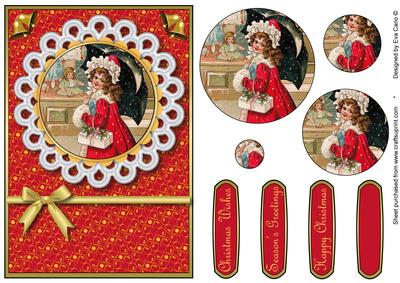 Vintage Girl with Umbrella Pyramid (red)