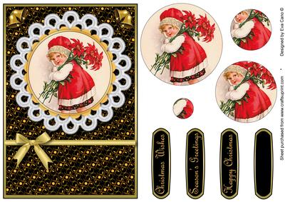 Girl with Poinsettias Pyramid (black)