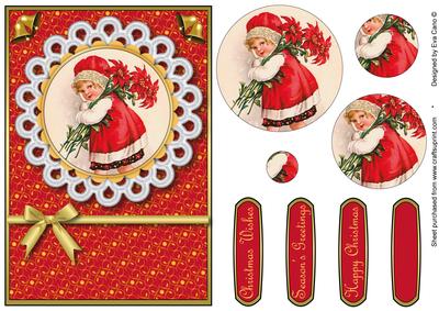 Girl with Poinsettias Pyramid (red)