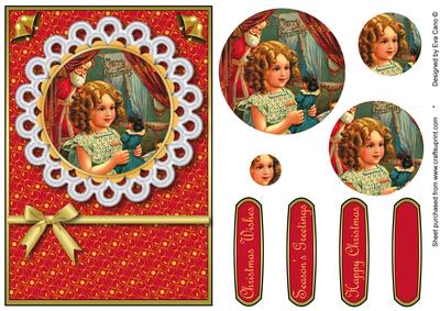 Vintage Girl with Doll Pyramid (red)