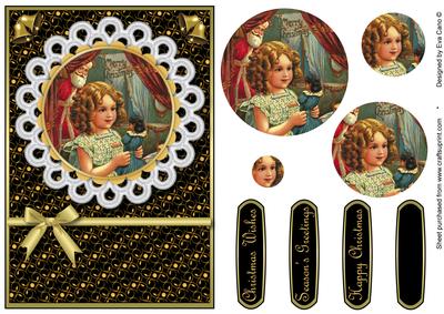 Vintage Girl with Doll Pyramid (black)