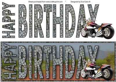 Happy Birthday with Motorbike Large Dl