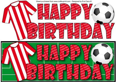 Football Fan Birthday (red & White 4) Large Dl