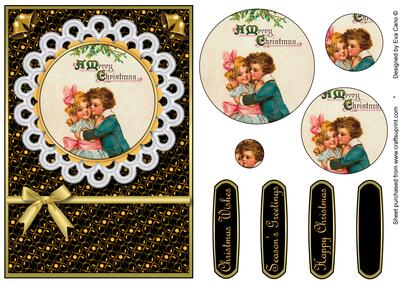 Vintage Kids with Mistletoe Pyramid 2
