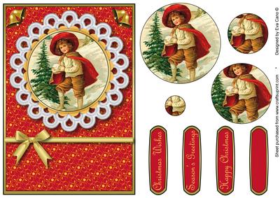 Vintage Boy in the Snow Pyramid (red)