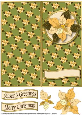 Cream Poinsettia Dl Cut and Fold (olive)