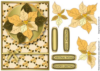Cream Poinsettia Card Front Decoupage (cream)