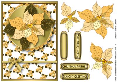 Cream Poinsettia Card Front Decoupage (white)