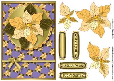 Cream Poinsettia Card Front Decoupage (medium Lilac)