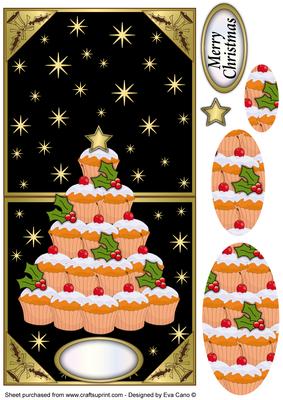 Cupcake Christmas Tree Over the Edge (black)