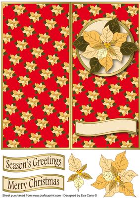 Cream Poinsettia Dl Cut and Fold (red)